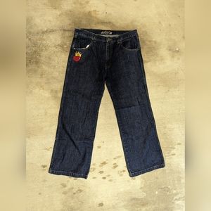 Vintage 85 JNCO Jeans Size 36W x 32L Dark Wash Clean Wide Leg Crown 179 Logo